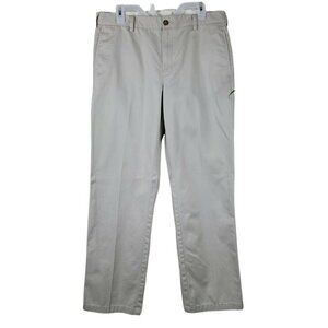 L.L. Bean Mens Standard Fit Khaki Pants 34x32 Tan 100% Cotton Casual Work
